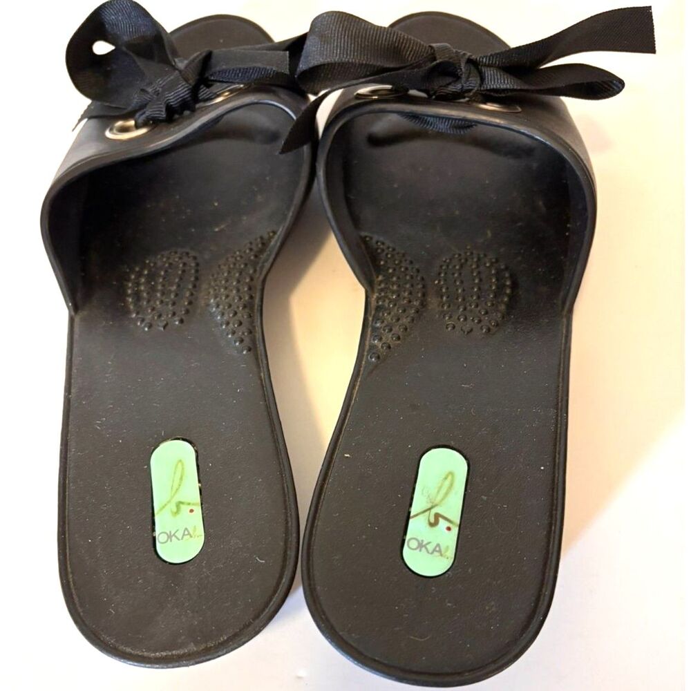 Oka B. Madison Black Bow Slide Sandals Women’s M/L 8.5-9.5 USA-made Balletcore - Picture 2 of 6